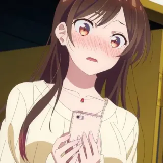 🍓 b1961810 Chizuru Ichinose Rent-A-Girlfriend 애니메이션, 여친, 빌리겠습니다, 이치노세 치즈루, 귀여운, 볼 빨개짐, 당황 telegram sticker