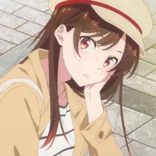 🍓 d2c1bdce Chizuru Ichinose Rent-A-Girlfriend 애니, 여자, 귀여운, 모자, 치즈루, 여친, 빌리겠습니다 telegram sticker