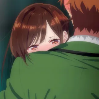 🍓 eb3bef68 애니메이션, 소녀, 커플, 포옹, 사랑, 로맨스 telegram sticker