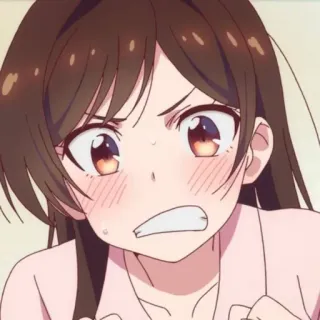 🍓 f1873b32 Chizuru Ichinose Rent-A-Girlfriend 애니메이션, 만화, 이치노세 치즈루, 렌탈여친, 화남, 충격 telegram sticker