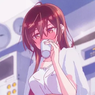 🌸 56344e10 애니메이션, 소녀, 귀여운, 음주, 얼굴을 붉히다 telegram sticker