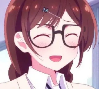 🌸 fcead4dc 애니메이션, 소녀, 안경, 미소 telegram sticker