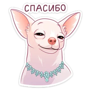 😊 23670bc4 СПАСИБО チワワ, 犬, ありがとう, ネックレス, ステッカー telegram sticker