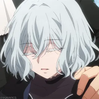 ❄️ b8bf991b @HAWKS Anime, Traurig, Blass, Weißes Haar, Manga, Person whatsapp sticker