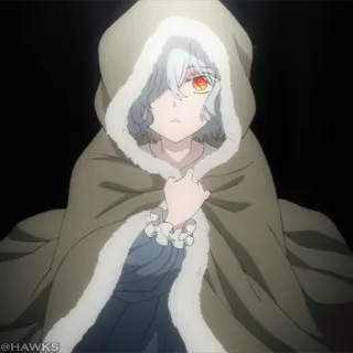 ❄️ bcc427e1 Anime, Mädchen, Kapuze, Weißes Haar, Rote Augen, Charakter whatsapp sticker