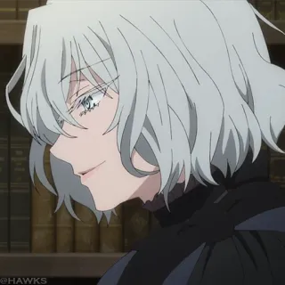 ❄️ dd483290 Anime, Frau, Graue Haare, Ernst, Kunst whatsapp sticker