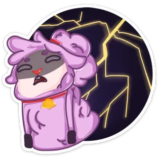 😵 971b75f9 Мультфильм, Грустный, Овца, Молния, Наклейка telegram sticker
