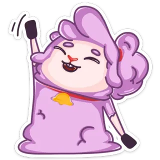 ☺️ fdf208ee мультфильм, персонаж, милый, ягненок, фиолетовый, машет рукой telegram sticker