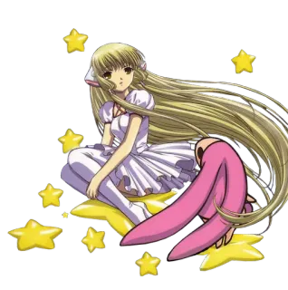 😳 b00b1b78 anime, ragazza, stelle, carino, bionda telegram sticker