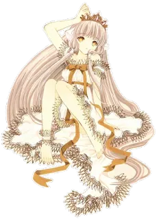 😈 cfc0360c anime, ragazza, corona, vestito, seduta, capelli lunghi telegram sticker