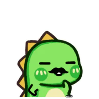 🤔 20113df6 dinosaurio, bigote, verde, mono, dibujos animados telegram sticker