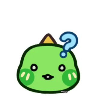 🧐 863b2f44 baba, signo de interrogación, verde, lindo, dibujos animados telegram sticker