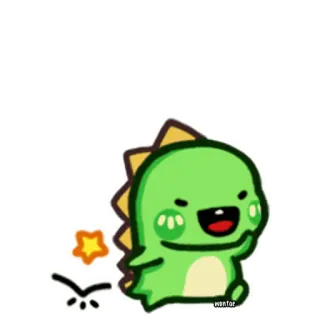 😆 a816dbbd wantor dinosaurio, lindo, dibujos animados, kawaii, estrella, verde, personaje telegram sticker