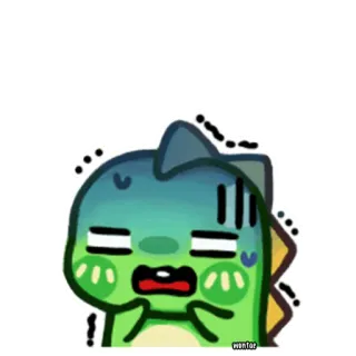 😱 d8a75880 wonfor dinosaurio, dibujos animados, lindo, anime, verde, azul, kawaii telegram sticker