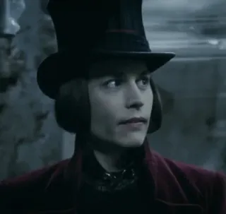 🍫 184c630e Willy Wonka Charlie and the Chocolate Factory Willy Wonka, fabbrica di cioccolato, Johnny Depp, personaggio, film, caramelle telegram sticker