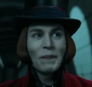 🍫 76ad427f Willy Wonka Charlie and the Chocolate Factory Willy Wonka, Johnny Depp, cioccolato, film, personaggio, cinema, cappello telegram sticker