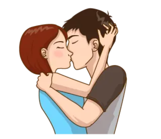 😘 2ac47e02 kus, liefde, koppel, cartoon, romantiek, relatie telegram sticker