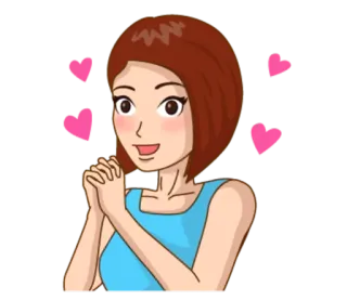😍 e258c777 Cartoon, Vrouw, Harten, Liefde, Enthousiast, Blij telegram sticker