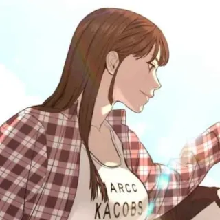 🌸 7ab9aa11 ARCC KACOBS 여성, 체크무늬, 셔츠, 패션, 애니메이션 스타일, 캐주얼 telegram sticker