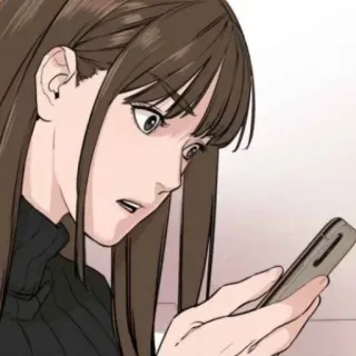 🌸 8fb8f900 여자, 전화, 걱정, 불안, 휴대폰, 문자, 아시아인 telegram sticker