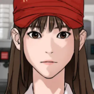 💌 709d74e1 女人, 插画, 肖像, 棕色头发, 麦当劳, 红色帽子, 卡通, 女孩 telegram sticker