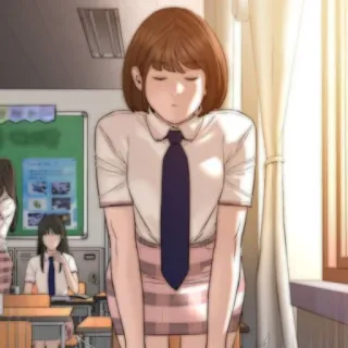 💌 73a106a6 动漫, 女学生, 制服, 领带, 教室 telegram sticker