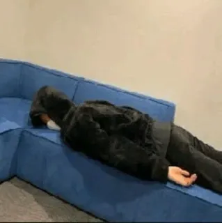 🦊 8087b551 orang, sofa, tidur, hoodie, dalam ruangan telegram sticker