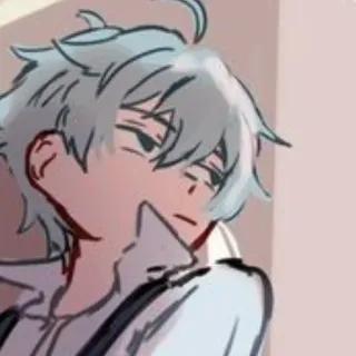 😑 550d3bb4 动漫风格, 浅色头发, 卡通, 肖像, 插画 telegram sticker