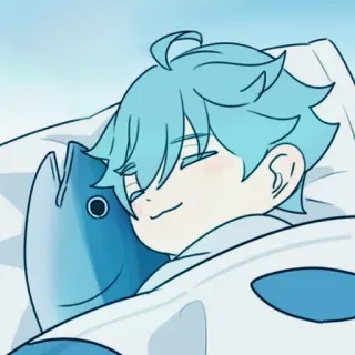 ✨ 7ccb708e 卡通, 睡眠, 鱼, 可爱, 动物, 蓝色, 角色 telegram sticker