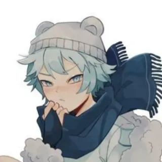 😠 92fd74c1 动漫, 男孩, 冬天, 围巾, 帽子, 可爱 telegram sticker