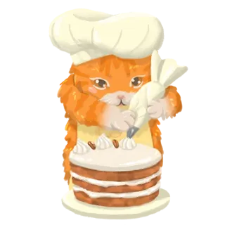 🎂 516ba3df kucing, memanggang, koki, kue, hidangan penutup, kue kering, imut, makanan whatsapp sticker