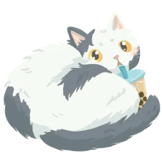 🧋 e0db39ea kucing, hewan, imut, boba, bubble tea, minuman whatsapp sticker