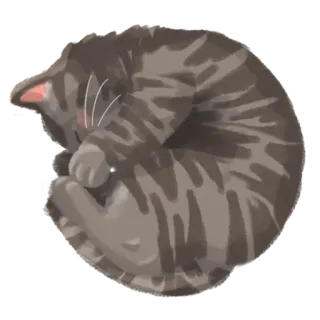 🙈 f5fa9f60 kucing, binatang, tidur, lucu, bergaris, domestik, hewan peliharaan whatsapp sticker