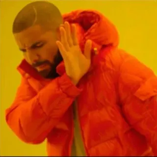 👎 4f1caade Drake Drake, Meme, Reaktion, Nein, Ablehnung, Hand, Orange Jacke telegram sticker