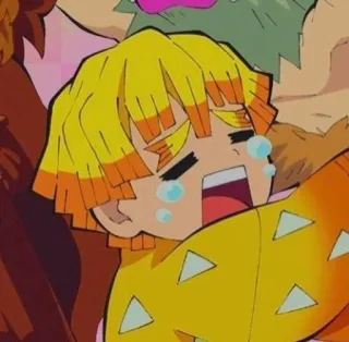 😭 57a2da17 Zenitsu Agatsuma Demon Slayer เซ็นอิทสึ, ดาบพิฆาตอสูร, อนิเมะ, ร้องไห้, ตัวละคร telegram sticker