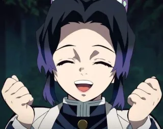 😄 7e4b9a69 Shinobu Kocho Demon Slayer อนิเมะ, ตัวละคร, ชิโนบุ, ยิ้ม telegram sticker