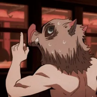 🙏 91bbda1e Inosuke Hashibira Demon Slayer อิโนะสุเกะ, ดาบพิฆาตอสูร, นิ้วกลาง, อนิเมะ, ท่าทางไม่สุภาพ, สติกเกอร์ telegram sticker