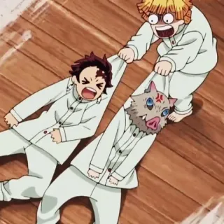 😡 cb3428f1 Tanjiro Kamado, Zenitsu Agatsuma, Inosuke Hashibira Demon Slayer อนิเมะ, ดาบพิฆาตอสูร, ตลก, การ์ตูน telegram sticker