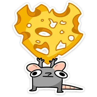 ❤ 6b7c18b5 souris, fromage, dessin animé, animal, autocollant telegram sticker