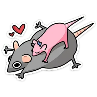☺ a015ca15 rat, souris, amour, cœur, dessin animé, animal telegram sticker