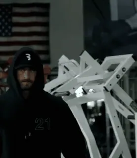 😐 5fef97e7 21 homem, moletom com capuz, exercício, academia, fitness, bandeira americana telegram sticker