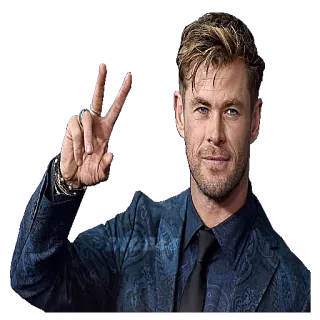 ✌️ eb489063 Mann, Friedenszeichen, Schauspieler, Promi, Porträt, lächelnd telegram sticker