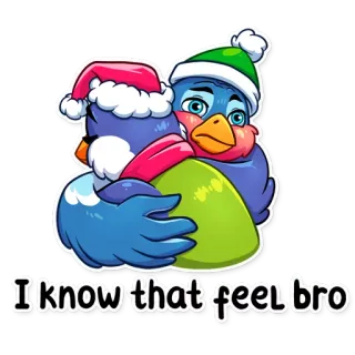 🤗 3c0d07f6 I know that feel bro 鸟类, 拥抱, 情感, 友谊, 圣诞节 telegram sticker