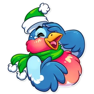 😂 80414713 鸟, 圣诞节, 冬天, 围巾, 帽子, 可爱, 卡通, 节日 telegram sticker