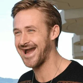 😂 5719e70d Ryan Gosling актер, знаменитость, нет зубов, улыбка, Райан Гослинг telegram sticker