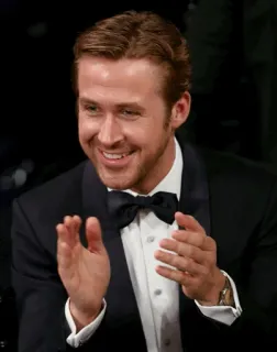 👏 f09b0f87 Ryan Gosling актер, мужчина, знаменитость, официальная одежда, аплодисменты telegram sticker
