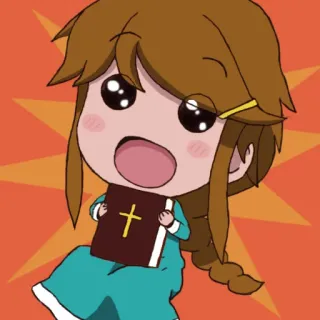 😍 96678760 Anime, Cartone animato, Personaggio, Ragazza, Libro, Religione, Croce whatsapp sticker
