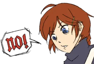 ❌ b496ab44 no! no, rifiuto, cartone animato, anime whatsapp sticker