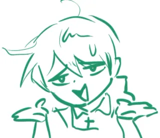 😙 b9cef7c7 Cartone animato, Anime, Confuso, Scrollata di spalle, Espressione, Personaggio, Verde whatsapp sticker