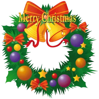 🎅 9d150e97 Merry Christmas Christmas, holiday, wreath, bells, ornaments, festive telegram sticker